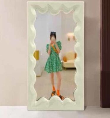 Modern Luxury Villa Hotel Accent Golden Decorative Mirror Bedroom Bathroom Wood Frame Irregular Shape Wall Mirror Furniture